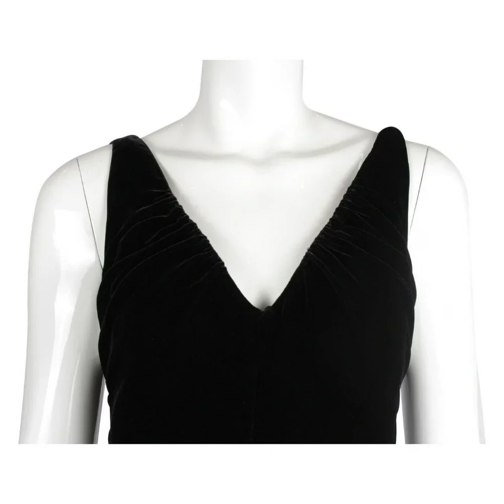 VALENTINO Black Velvet Sleeveless V-Neck Maxi Backless Dress - US 10 - Picture 4 of 7